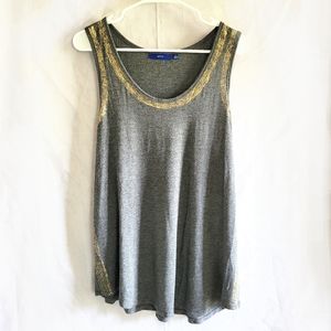 3/$20 Apt. 9 Dark Gray Racerback Tank w/ Gold Detail